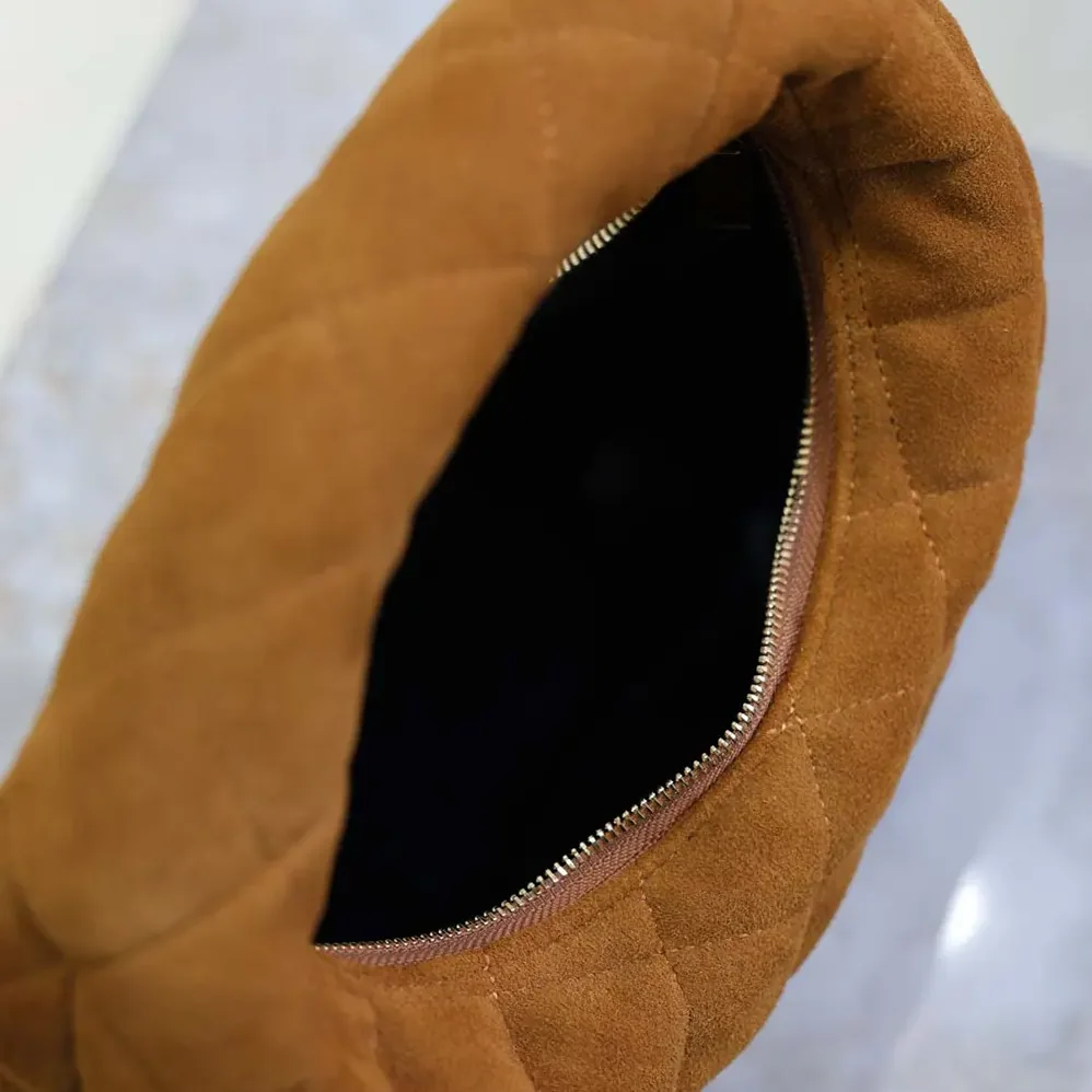 Saint Laurent YSL Icarino In Quilted Suede for Women in Brown Saint Laurent YSL Icarino In Quilted Suede for Women in Brown