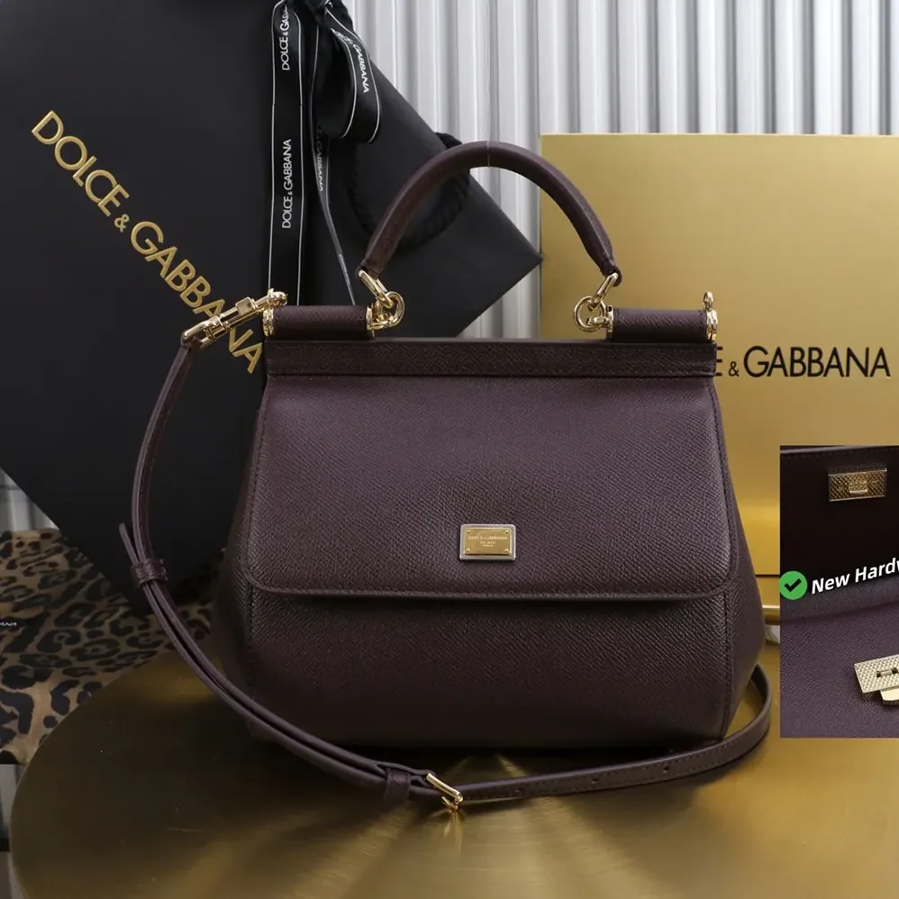 Dolce Gabbana D&G Small Sicily Handbag in Dauphine Calfskin for Women in Burgundy Dolce Gabbana D&G Small Sicily Handbag in Dauphine Calfskin for Women in Burgundy