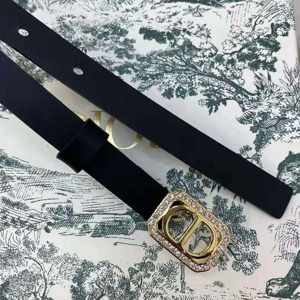 Dior 30 Montaigne Crystals Belt Black Smooth Calfskin and Silver-Tone Crystals 15 MM for Women