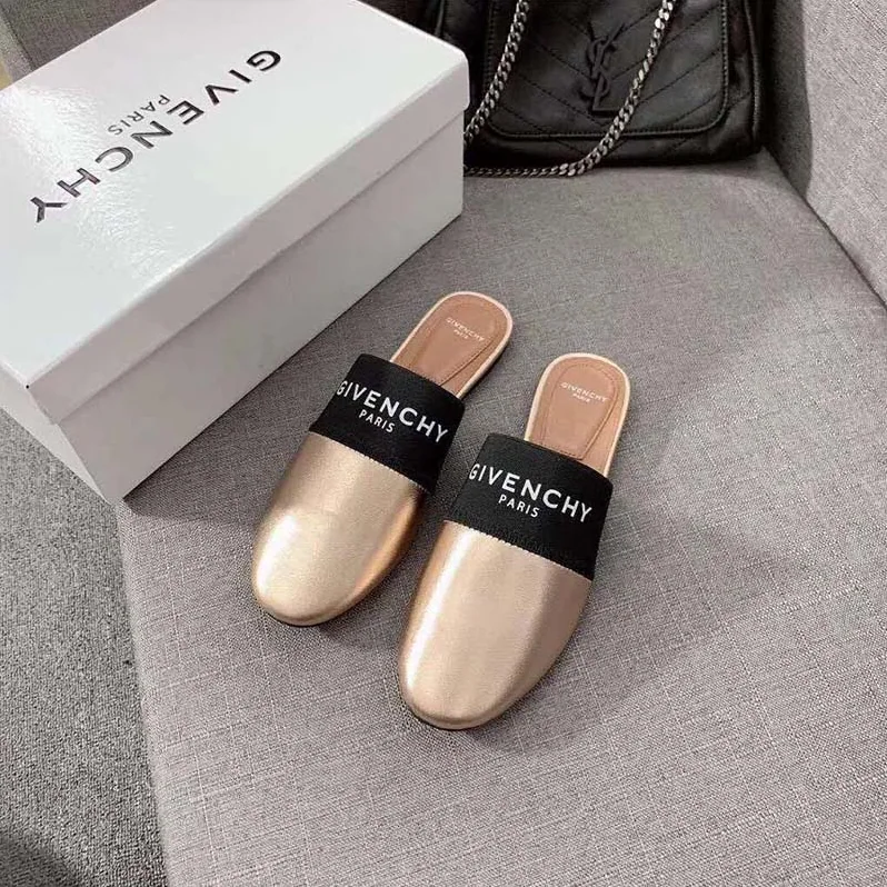 Givenchy Shoes Givenchy Paris Leather Mules for Women in Gold