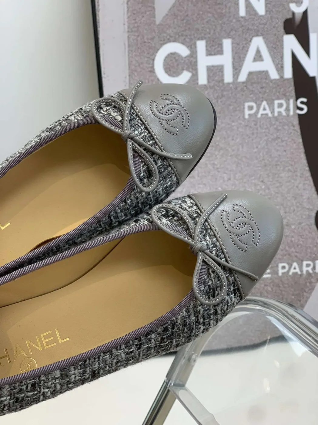 Chanel Ballet Flats Grey Chanel Ballet Flats Grey