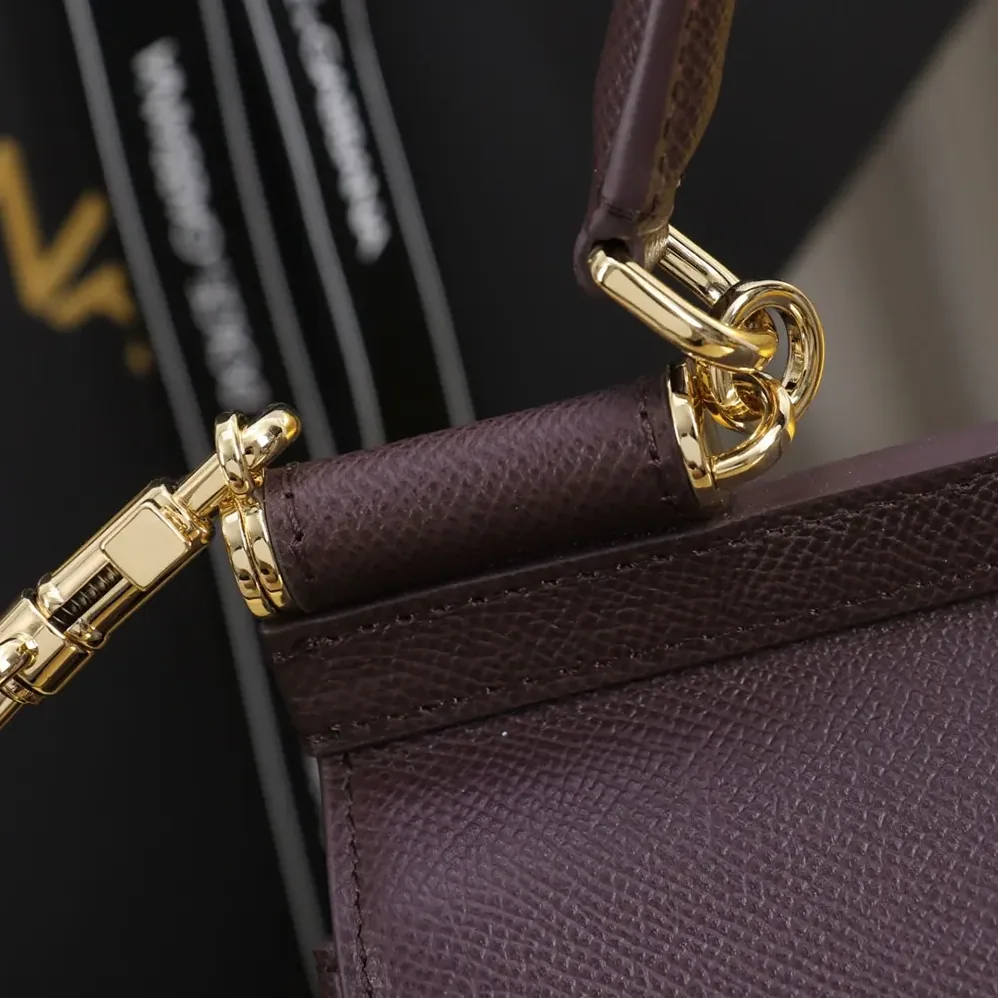 Dolce Gabbana D&G Small Sicily Handbag in Dauphine Calfskin for Women in Burgundy Dolce Gabbana D&G Small Sicily Handbag in Dauphine Calfskin for Women in Burgundy
