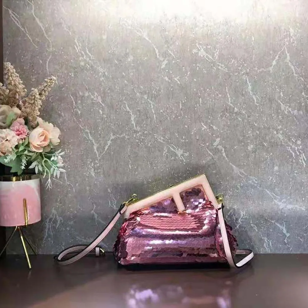 Fendi First Small Pink Sequinned Bag for Women Fendi First Small Pink Sequinned Bag for Women