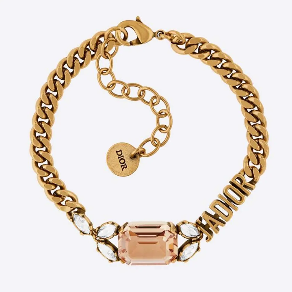 Dior J'Adior Bracelet Antique Gold-Finish Metal and Multicolor Crystals for Women Dior J'Adior Bracelet Antique Gold-Finish Metal and Multicolor Crystals for Women