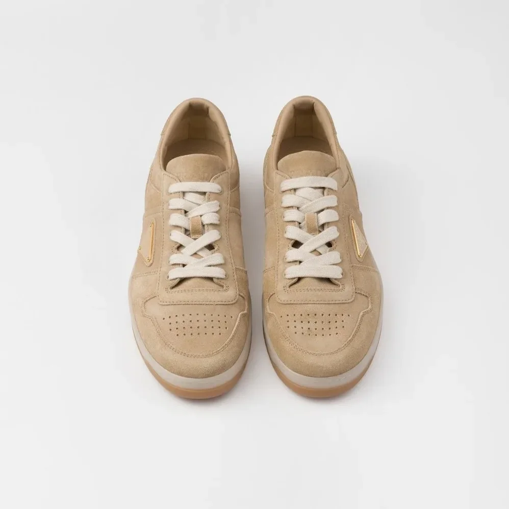Prada Downtown Delavé Suede Sneakers Ecru 2EE364_Z5O_F0379_F_D002