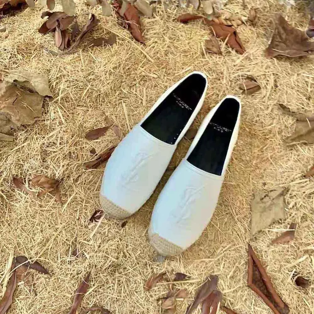 Saint Laurent YSL Monogram Espadrilles in Lambskin for Women in White