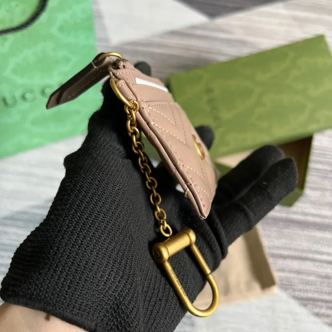Gucci GG Marmont Keychain Wallet Beige / Gucci GG Marmont Keychain Wallet Beige /