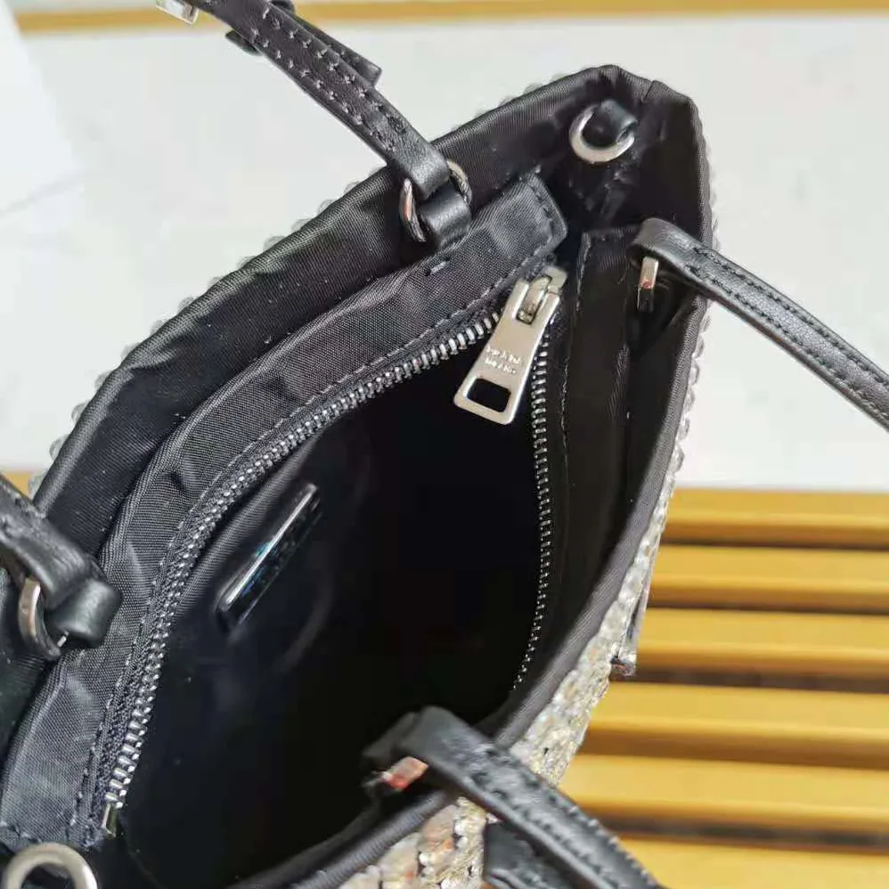 Prada Satin Handbag with Decoration for Women in Silver Prada Satin Handbag with Decoration for Women in Silver