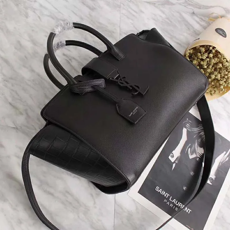 Saint Laurent YSL Downtown Small Cabas Smooth Crocodile Embossed for Women