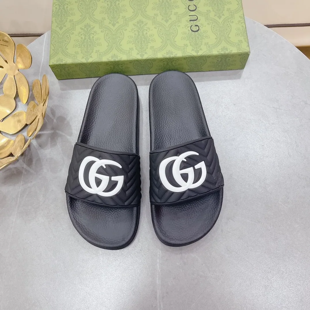 Gucci Quilted GG Rubber Slide Black And White for Women Gucci Quilted GG Rubber Slide Black And White for Women