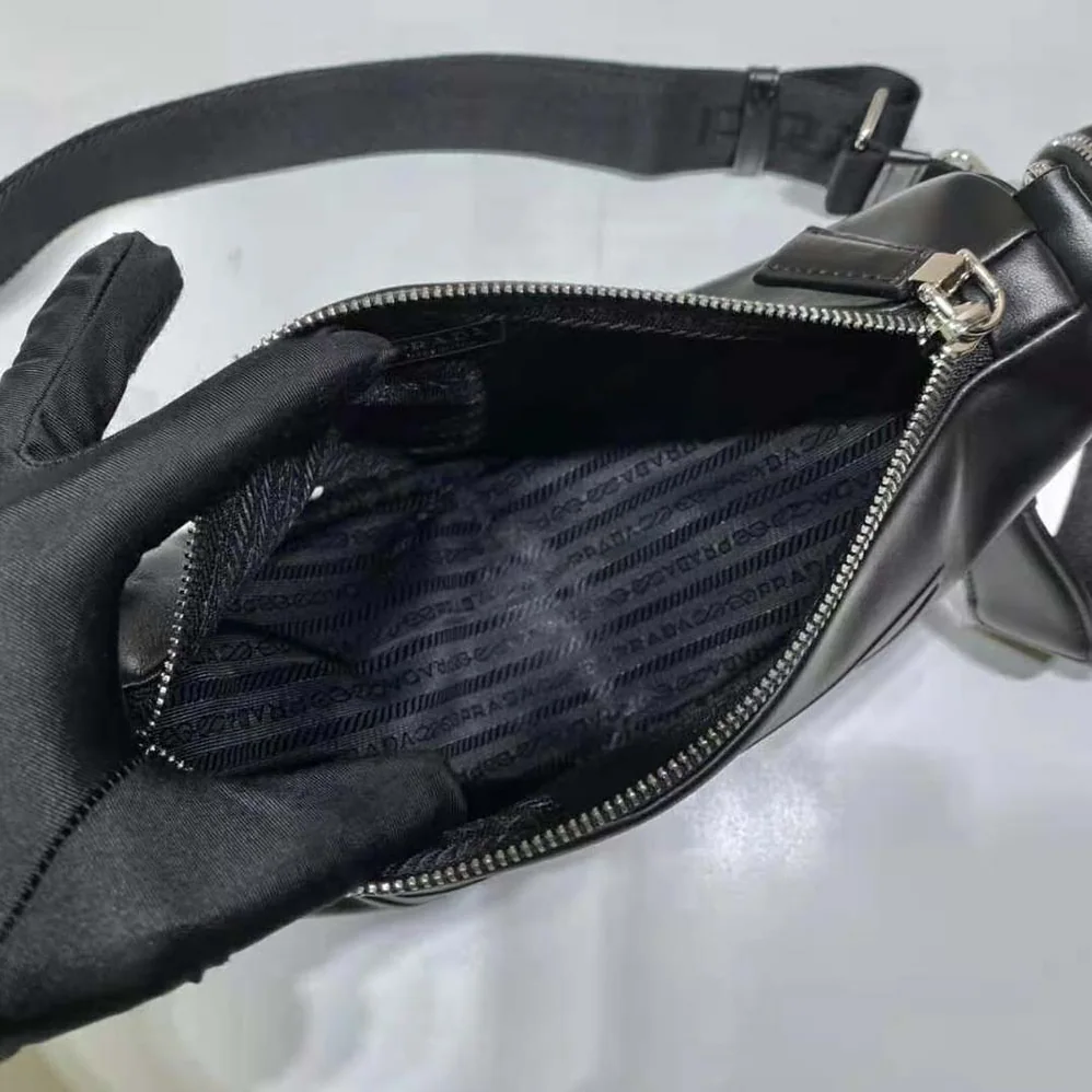 Prada Leather Triangle Shoulder Bag for Women in Black