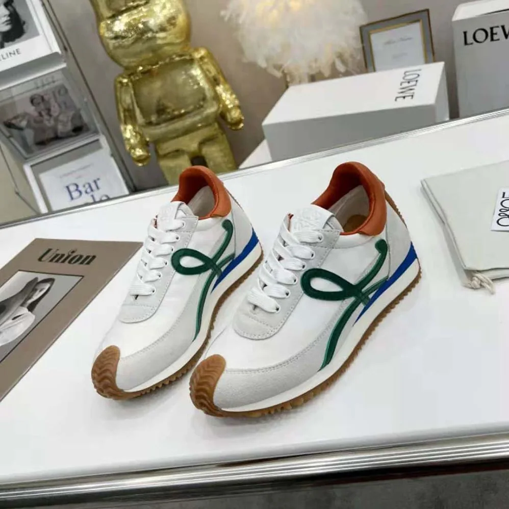 Loewe Flow Runner in Nylon and Calfskin for Women in Green Loewe Flow Runner in Nylon and Calfskin for Women in Green