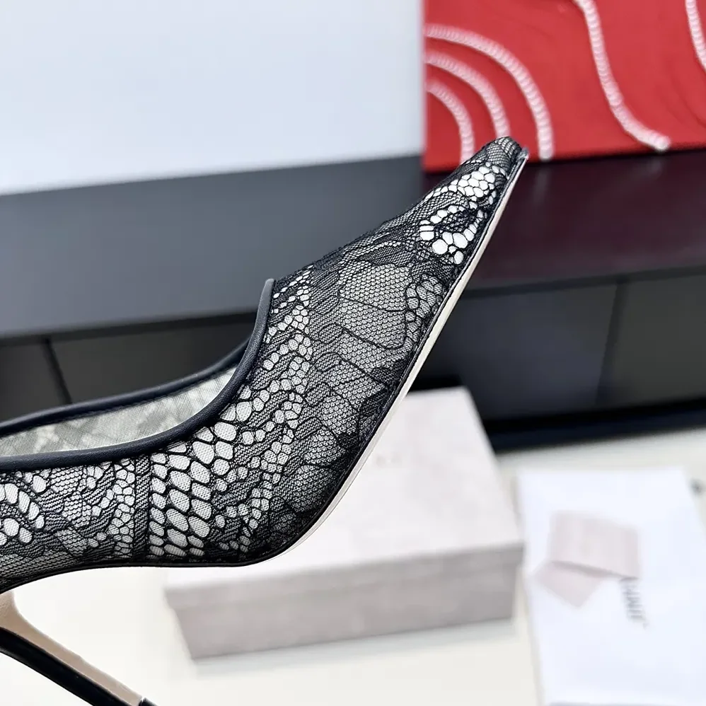 Jimmy Choo Romy 85 Black Jimmy Choo Lace Pumps for Women