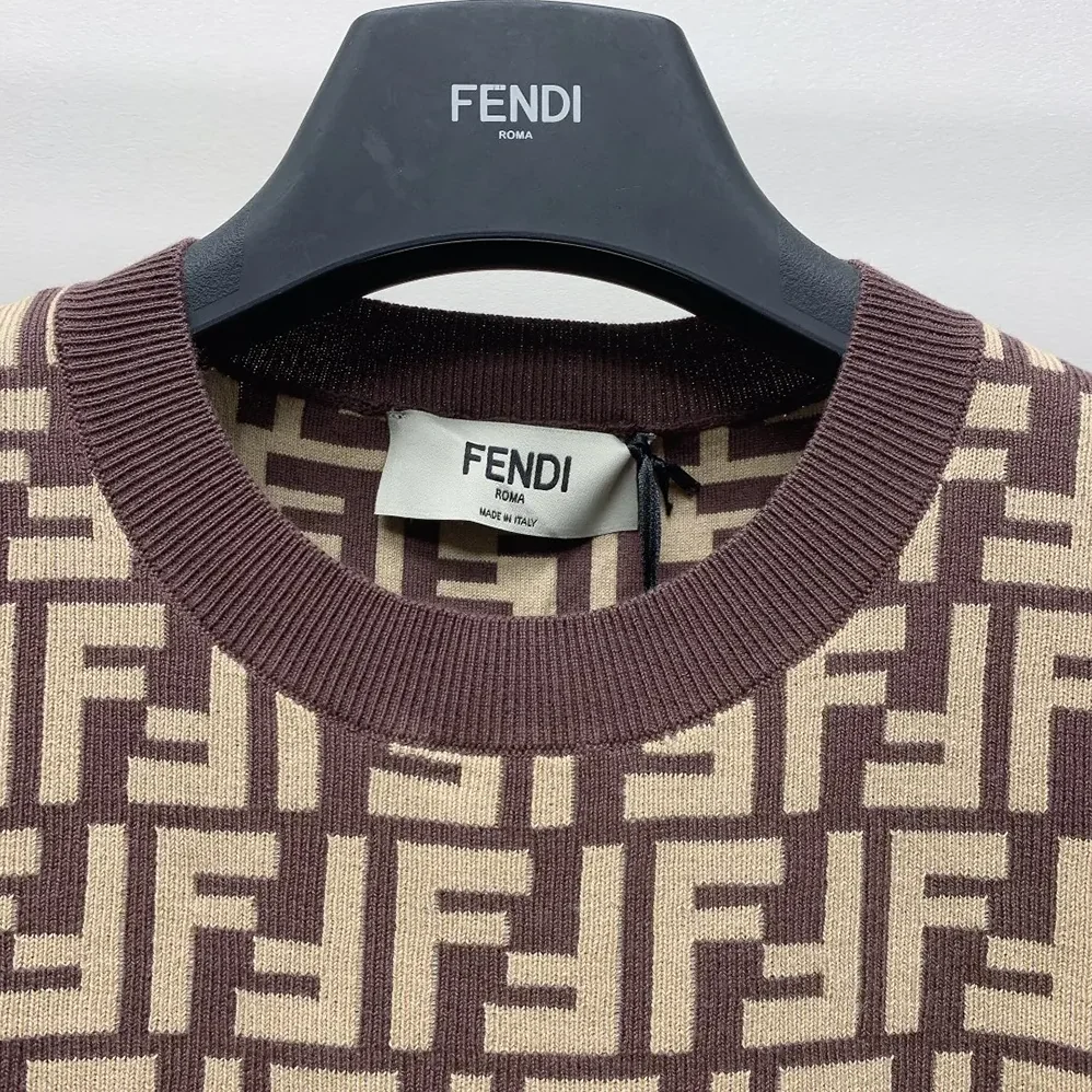 Fendi Sweater Brown FF Cotton for Women Fendi Sweater Brown FF Cotton for Women
