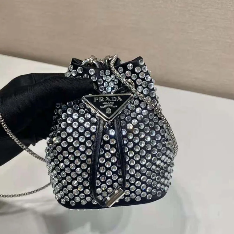 Prada Embellished Satin Mini-Pouch for Women in Black