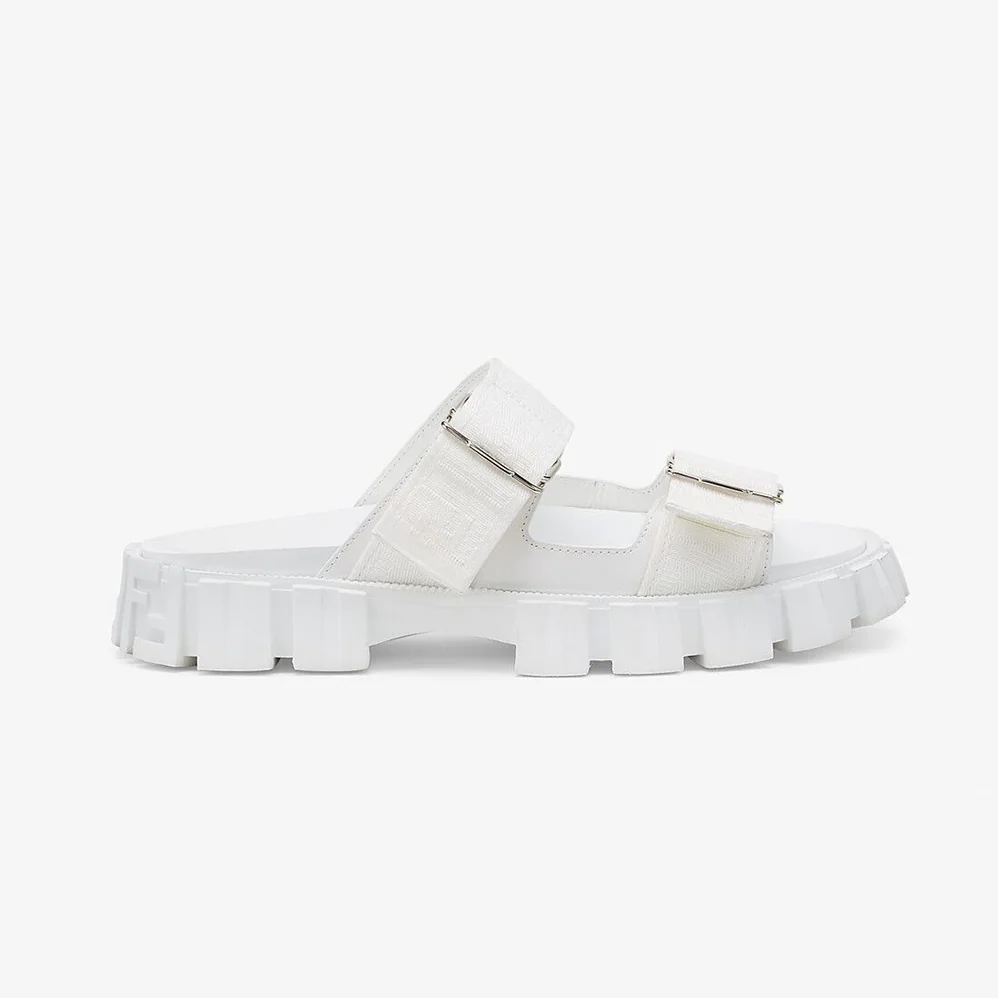 Fendi Sandals White Fabric Sandals for Women Fendi Sandals White Fabric Sandals for Women