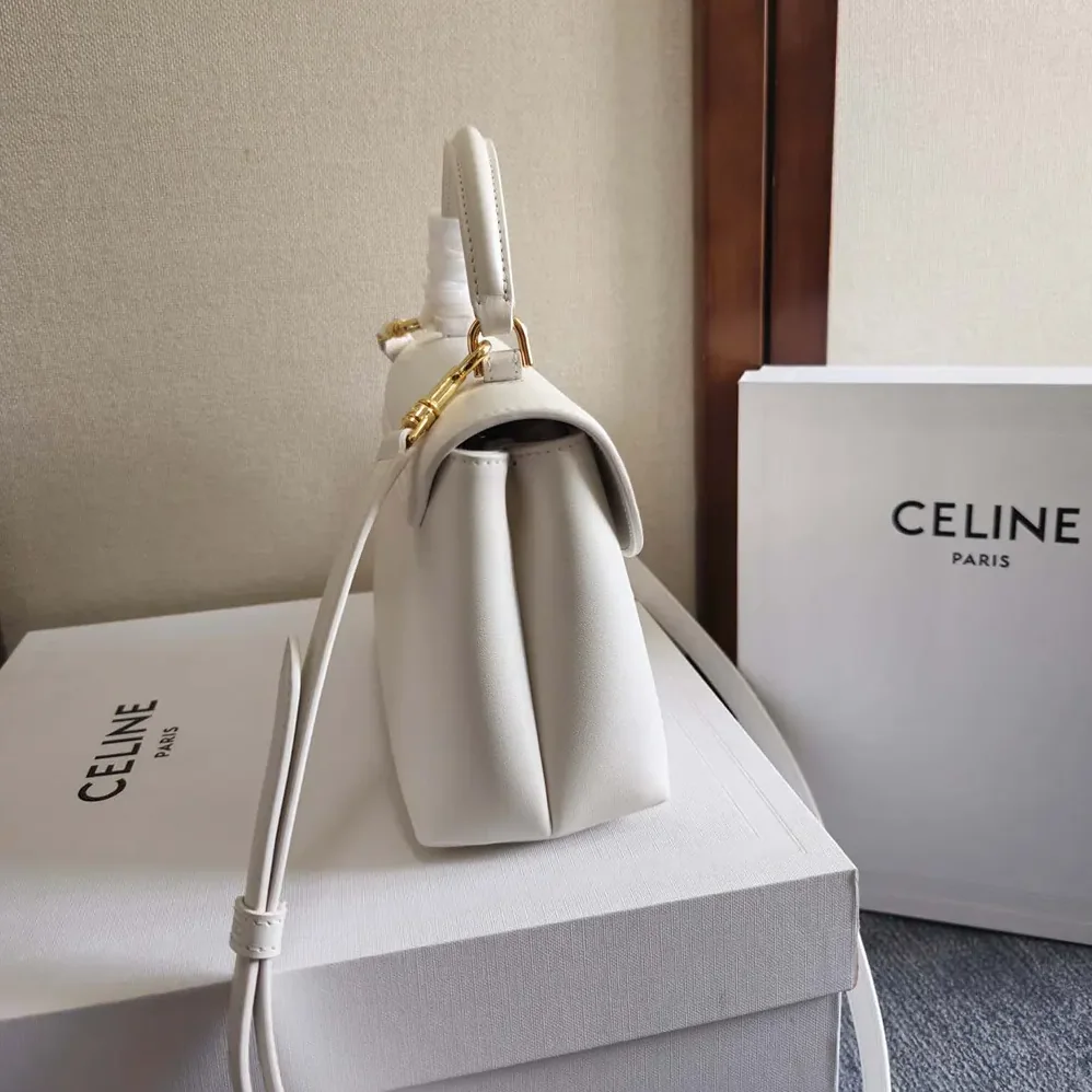 Celine Teen Nino Bag in Smooth Satinated Calfskin for Women in White