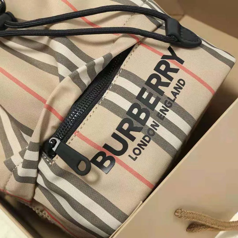 Burberry Icon Stripe ECONYL Drawcord Pouch for Women Burberry Icon Stripe ECONYL Drawcord Pouch for Women