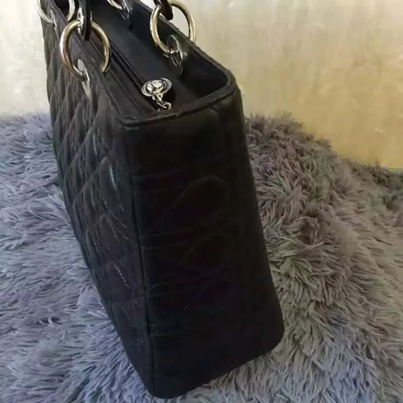 Dior Large Lady Dior Bag in Black Lambskin