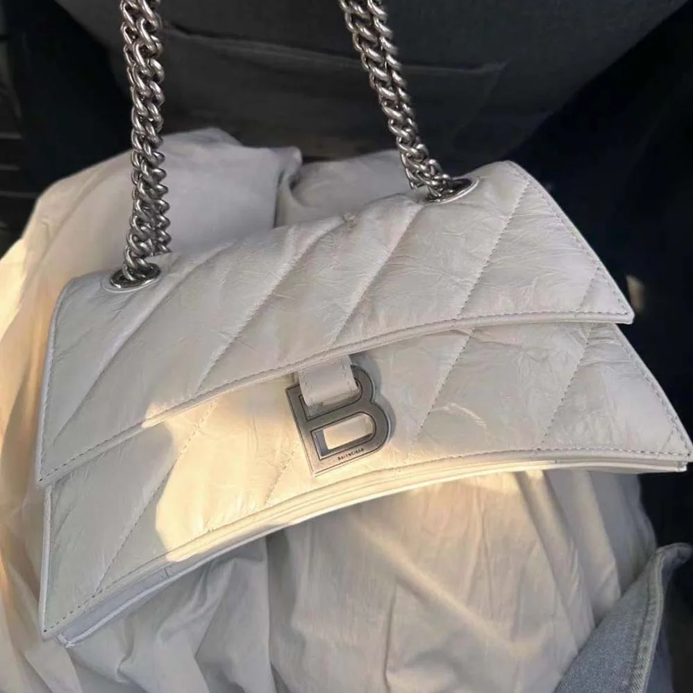Balenciaga Crush XS Chain Bag Quilted in Optic White for Women Balenciaga Crush XS Chain Bag Quilted in Optic White for Women