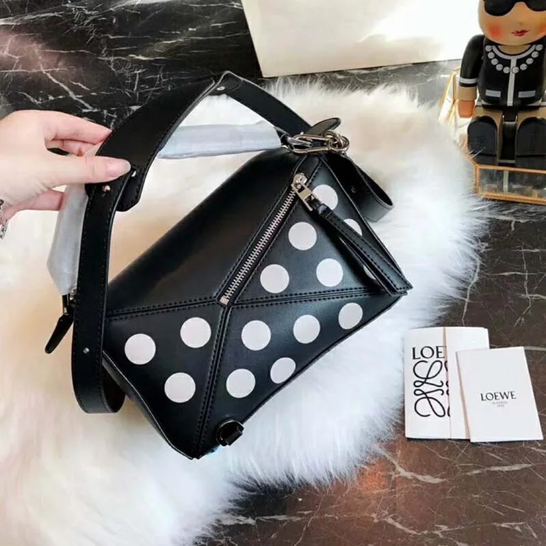 Loewe Puzzle Dots Bag Black for Women in Greige