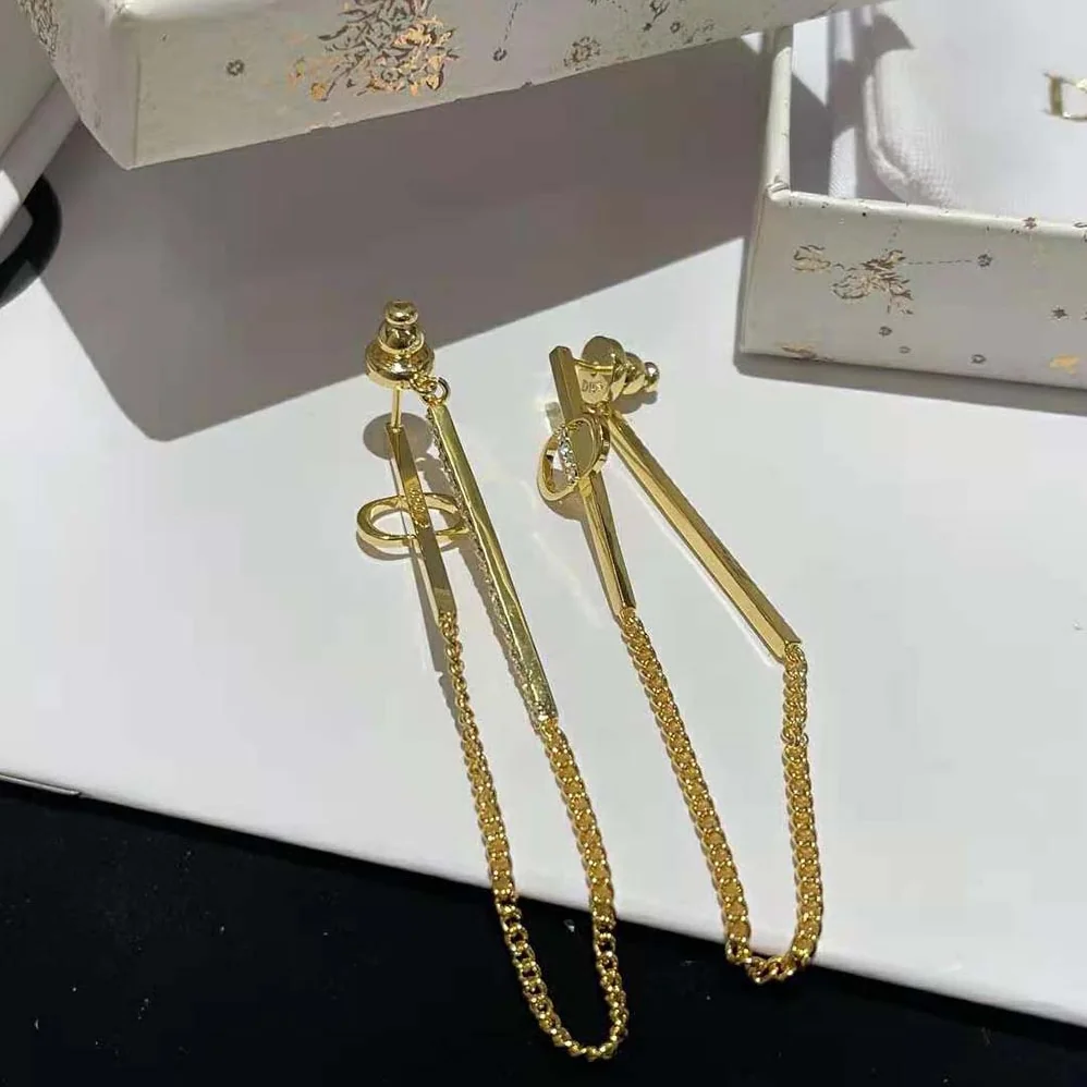 Dior Petit CD Earrings Gold-Finish Metal and Silver for Women in Tone Crystals