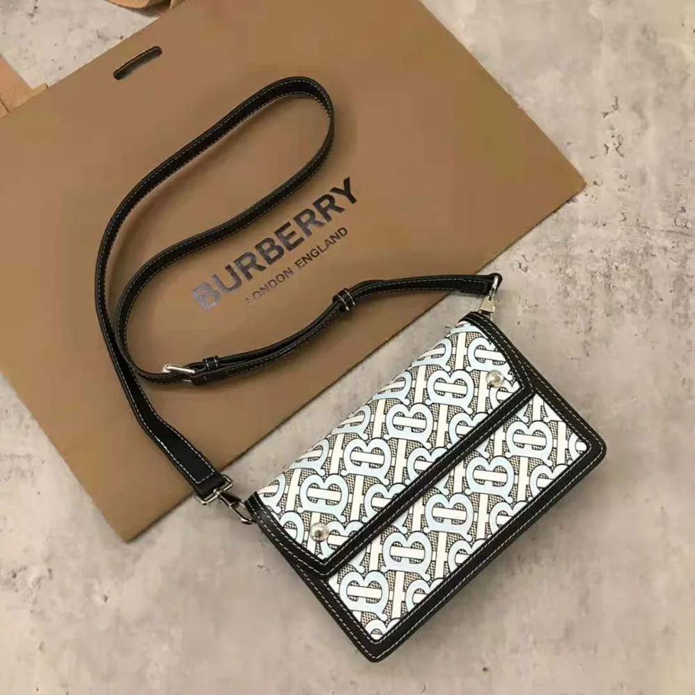 Burberry Monogram Print Canvas and Leather Crossbody Bag for Men