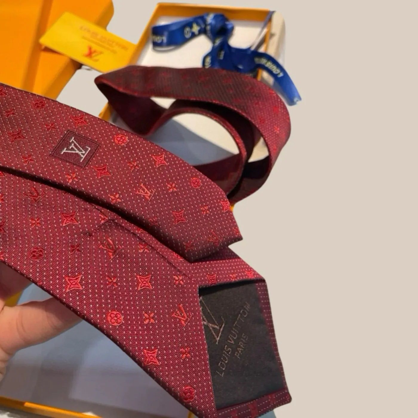 Louis Vuitton Monogram Silk Tie Deep Crimson Red