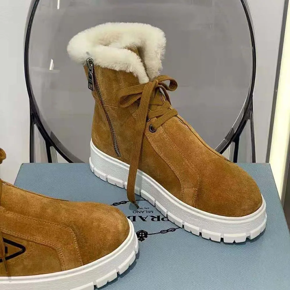 Prada Suede Lace-up Booties for Women in Brown Prada Suede Lace-up Booties for Women in Brown