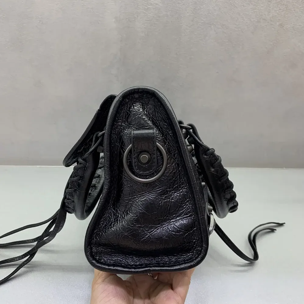 Balenciaga Le City Bag Nano in Black Arena Lambskin Brass Hardware for Women Balenciaga Le City Bag Nano in Black Arena Lambskin Brass Hardware for Women