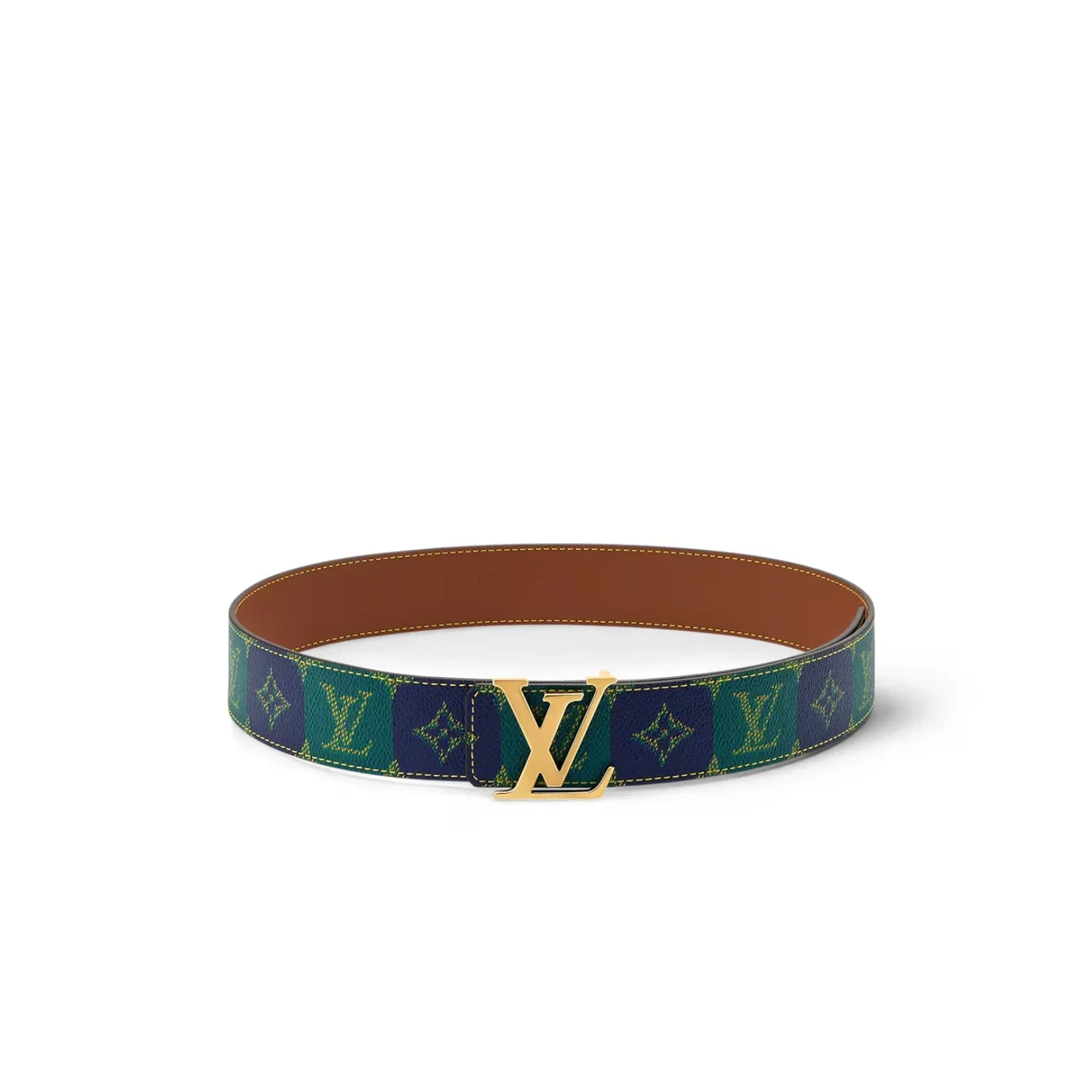 Louis Vuitton LV Initiales College Monogram Heritage Reversible Belt Green