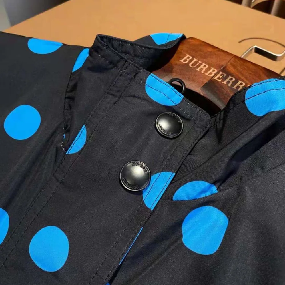Burberry Polka Dot Nylon Jacquard Funnel Neck Jacket for Women Burberry Polka Dot Nylon Jacquard Funnel Neck Jacket for Women