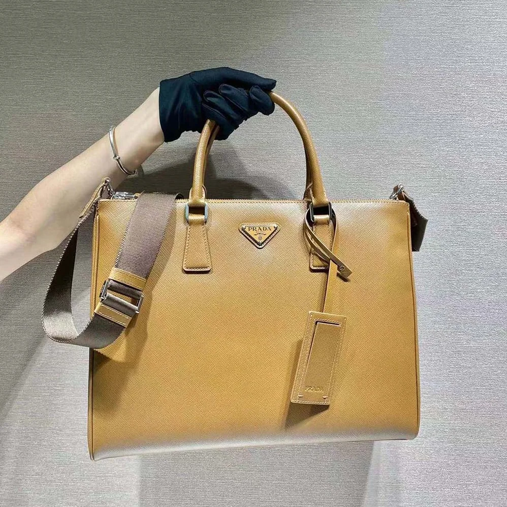 Prada Saffiano Leather Prada Galleria Bag for Men in Brown