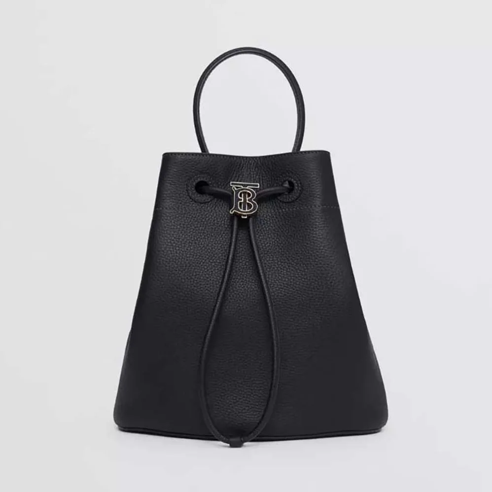 Burberry Grainy Leather Small TB Bucket Bag for Women in Black Burberry Grainy Leather Small TB Bucket Bag for Women in Black