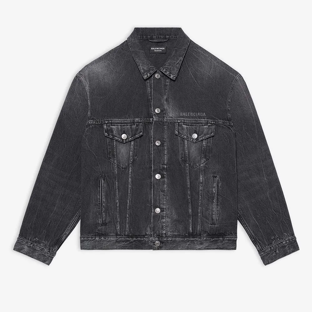 Balenciaga Drip Peace Large Fit Jacket in Black for Women in White Balenciaga Drip Peace Large Fit Jacket in Black for Women in White