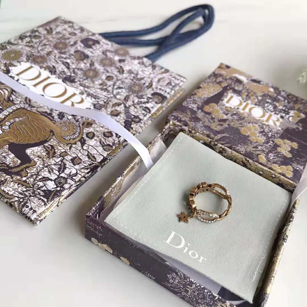 Dior J'Adior Ring Antique Gold-Finish Metal and White Crystals for Women Dior J'Adior Ring Antique Gold-Finish Metal and White Crystals for Women