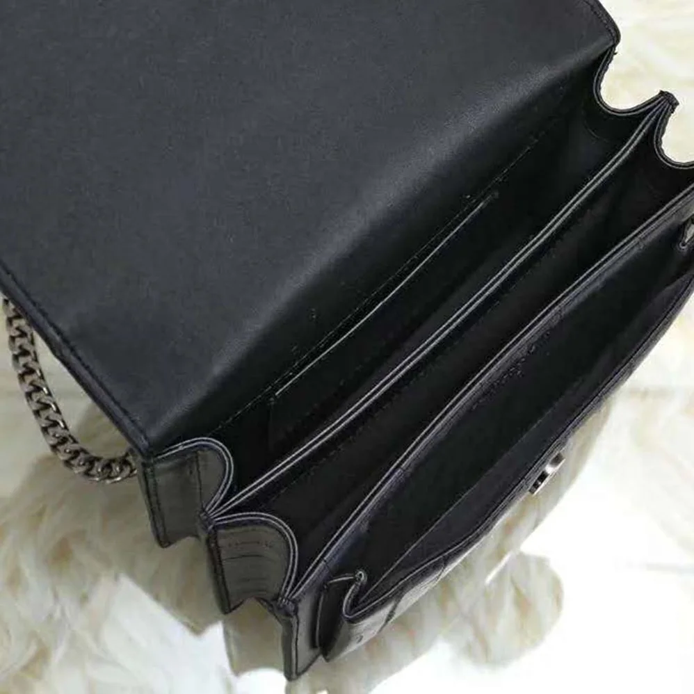 Saint Laurent YSL Sunset Medium in Eel for Women in Black Saint Laurent YSL Sunset Medium in Eel for Women in Black