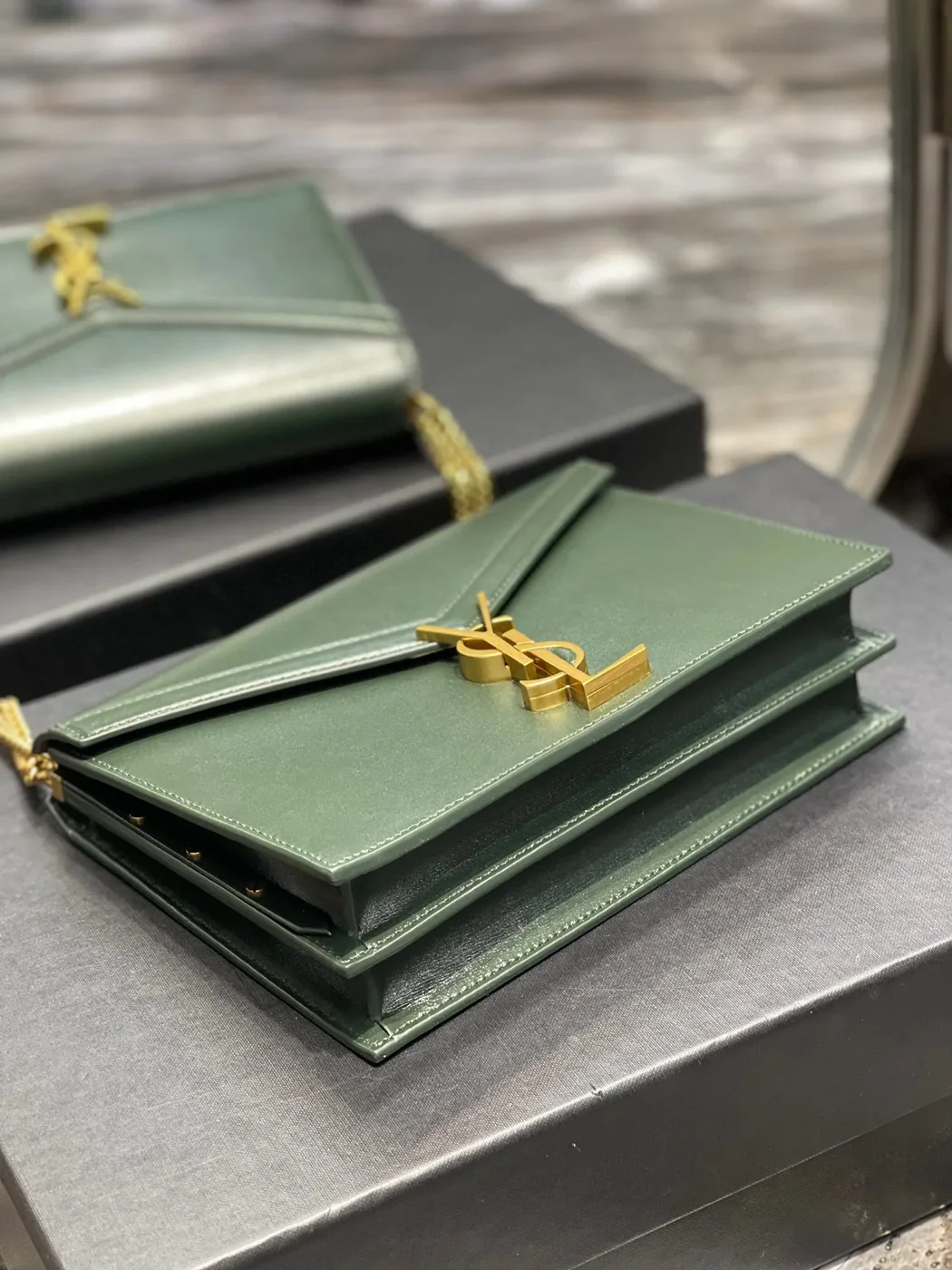 Saint Laurent Cassandra Medium Shoulder Bag in Green Gold Hardware Saint Laurent Cassandra Medium Shoulder Bag in Green Gold Hardware