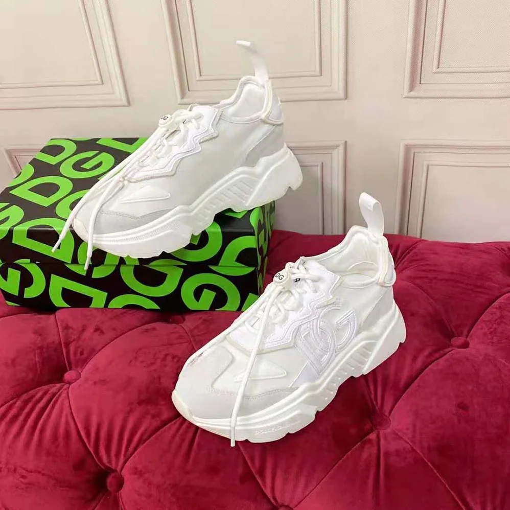 Dolce Gabbana D&G Mixed-materials Daymaster Sneakers for Women in White Dolce Gabbana D&G Mixed-materials Daymaster Sneakers for Women in White