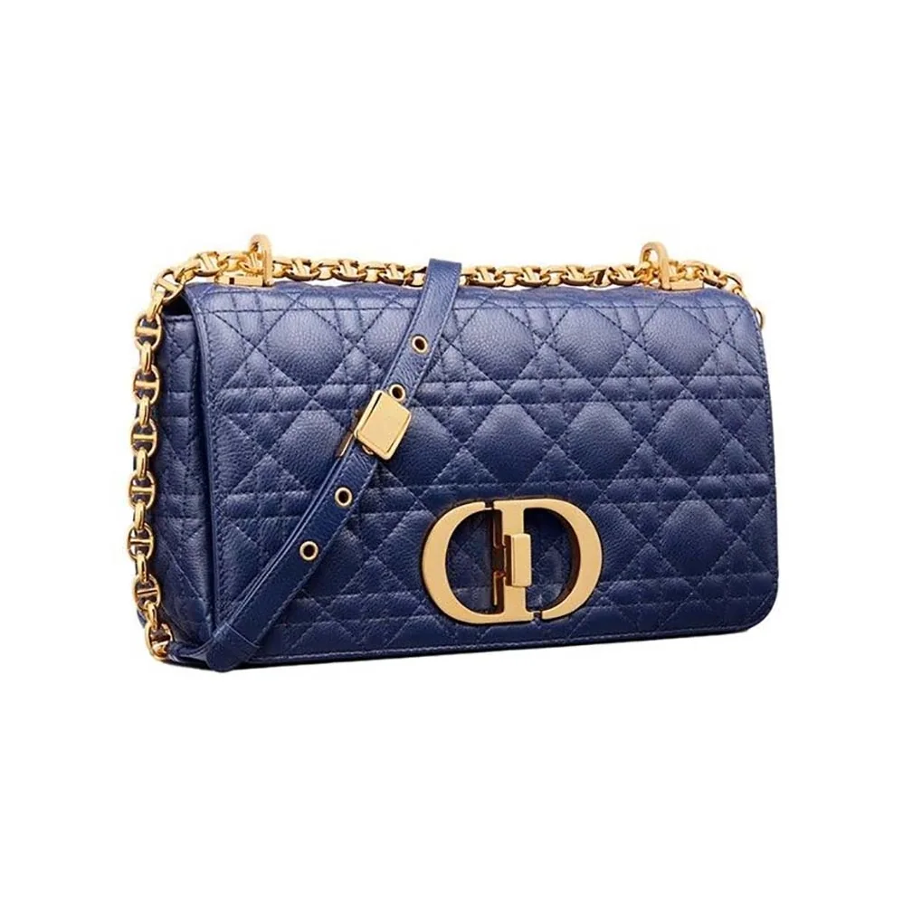 Dior Medium Dior Caro Bag Royal Blue Supple Cannage Calfskin for Women