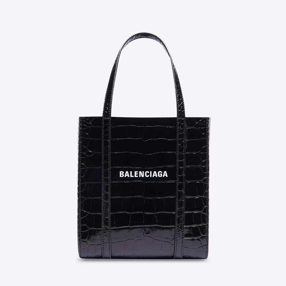 Balenciaga Everyday XXS Tote Bag in Black Shiny Crocodile Embossed Calfskin for Women Balenciaga Everyday XXS Tote Bag in Black Shiny Crocodile Embossed Calfskin for Women