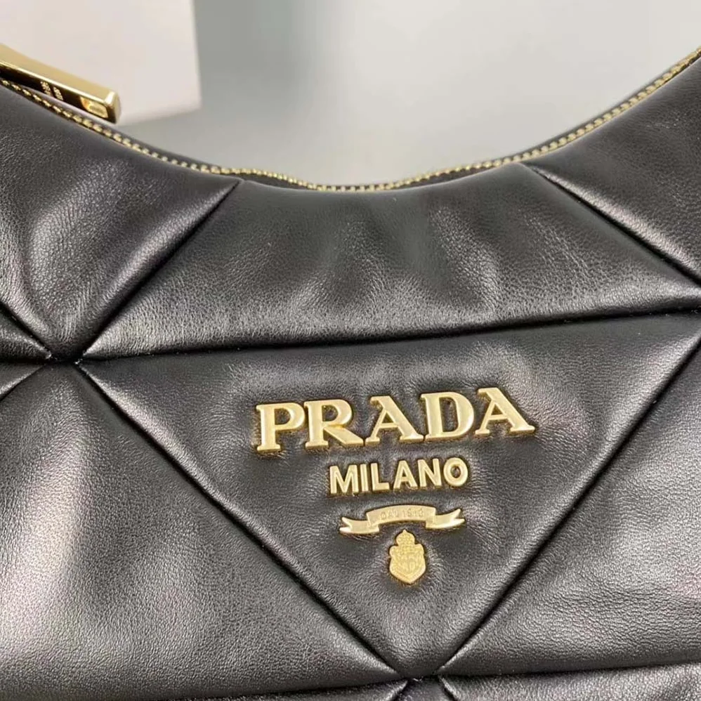 Prada System Nappa Leather Patchwork Bag for Women in Black Prada System Nappa Leather Patchwork Bag for Women in Black