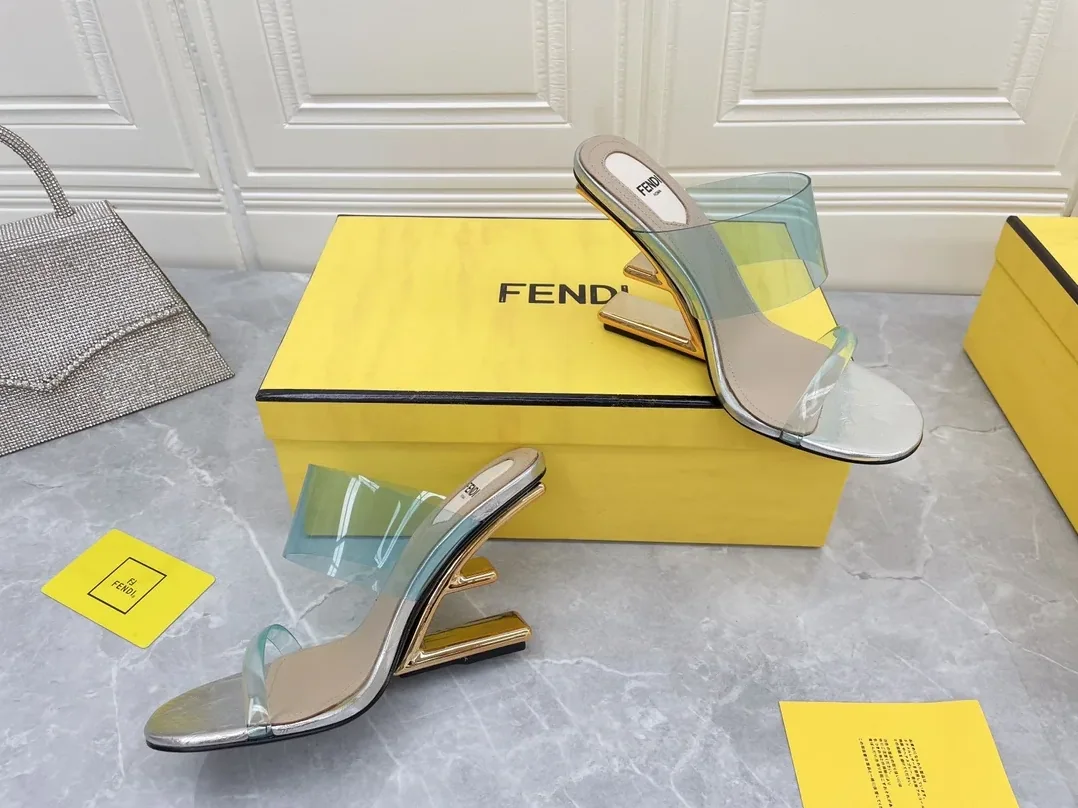Fendi First Blue Transparent High in Heeled Sandals Fendi First Blue Transparent High in Heeled Sandals
