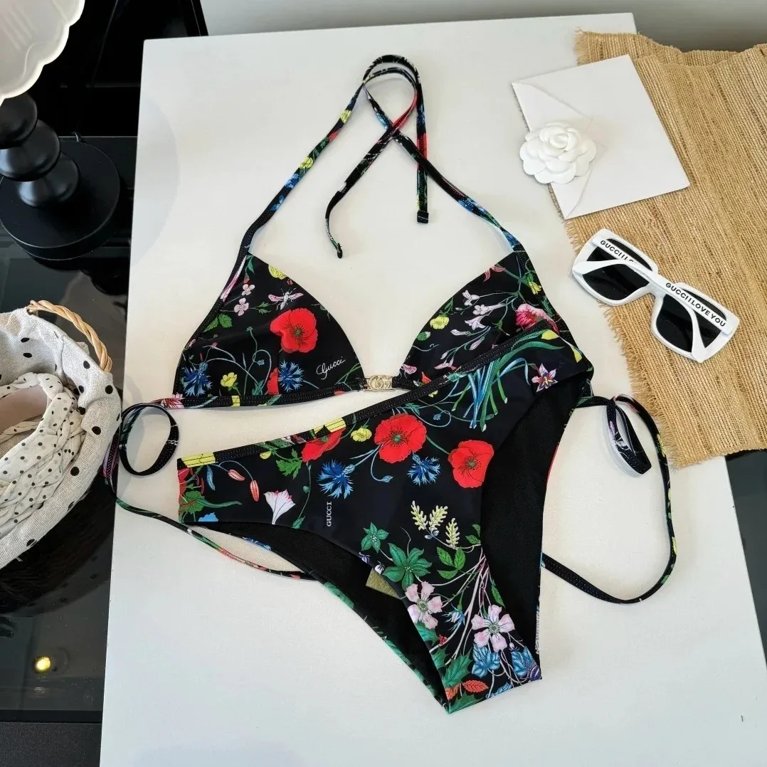 Gucci Flora Print Triangle Bikini Multicolor Gucci Flora Print Triangle Bikini Multicolor