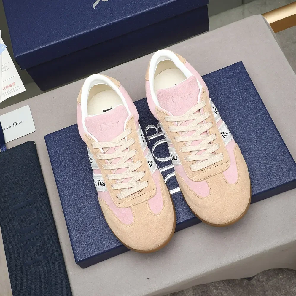 Dior Ribbon Sneaker Pink and Beige Suede Calfskin for Unisex Dior Ribbon Sneaker Pink and Beige Suede Calfskin for Unisex