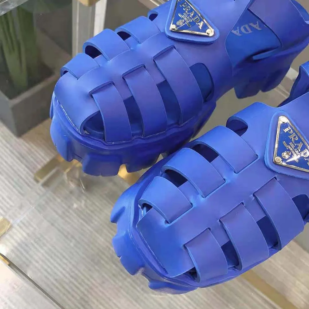 Prada Foam Rubber Sandals in 55 mm Heel Height for Women in Blue