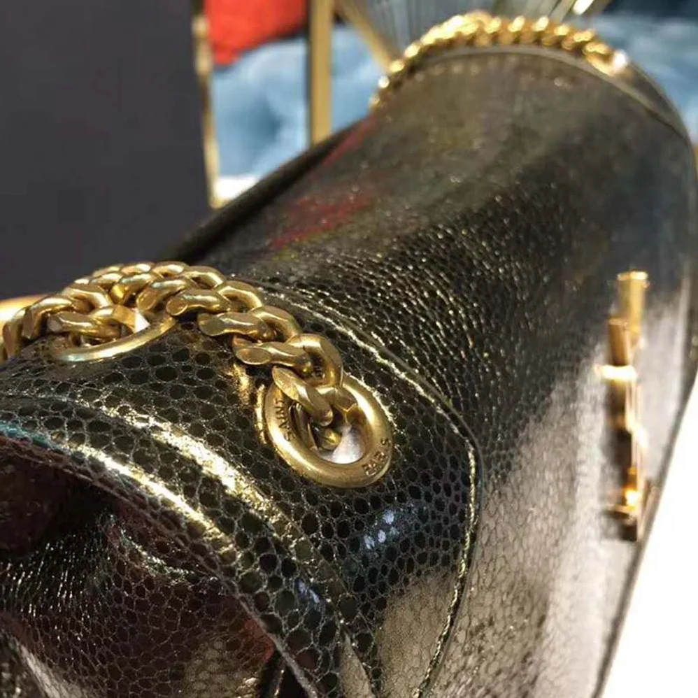 Saint Laurent YSL Niki Baby in Metallic Leather for Women in Black