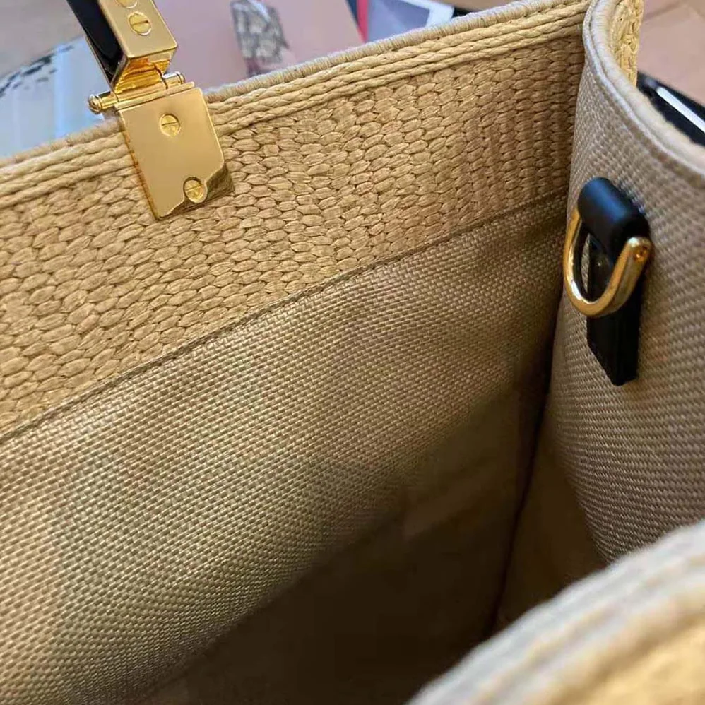 Fendi Sunshine Medium Embroidered Straw Shopper for Women