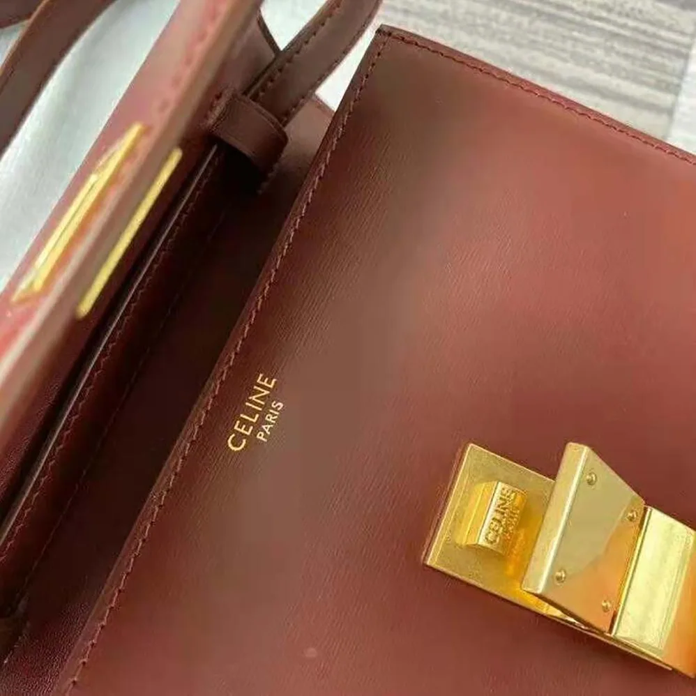 Celine Teen Classic Bag in Box Calfskin for Women in Maroon