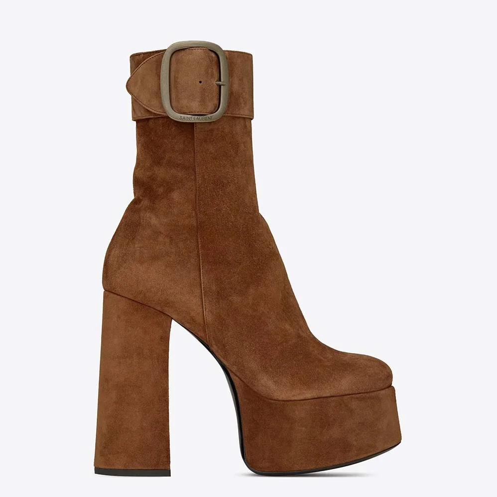 Saint Laurent YSL Shoes Billy Platform Bootie in Suede 14cm Heel for Women in Brown Saint Laurent YSL Shoes Billy Platform Bootie in Suede 14cm Heel for Women in Brown